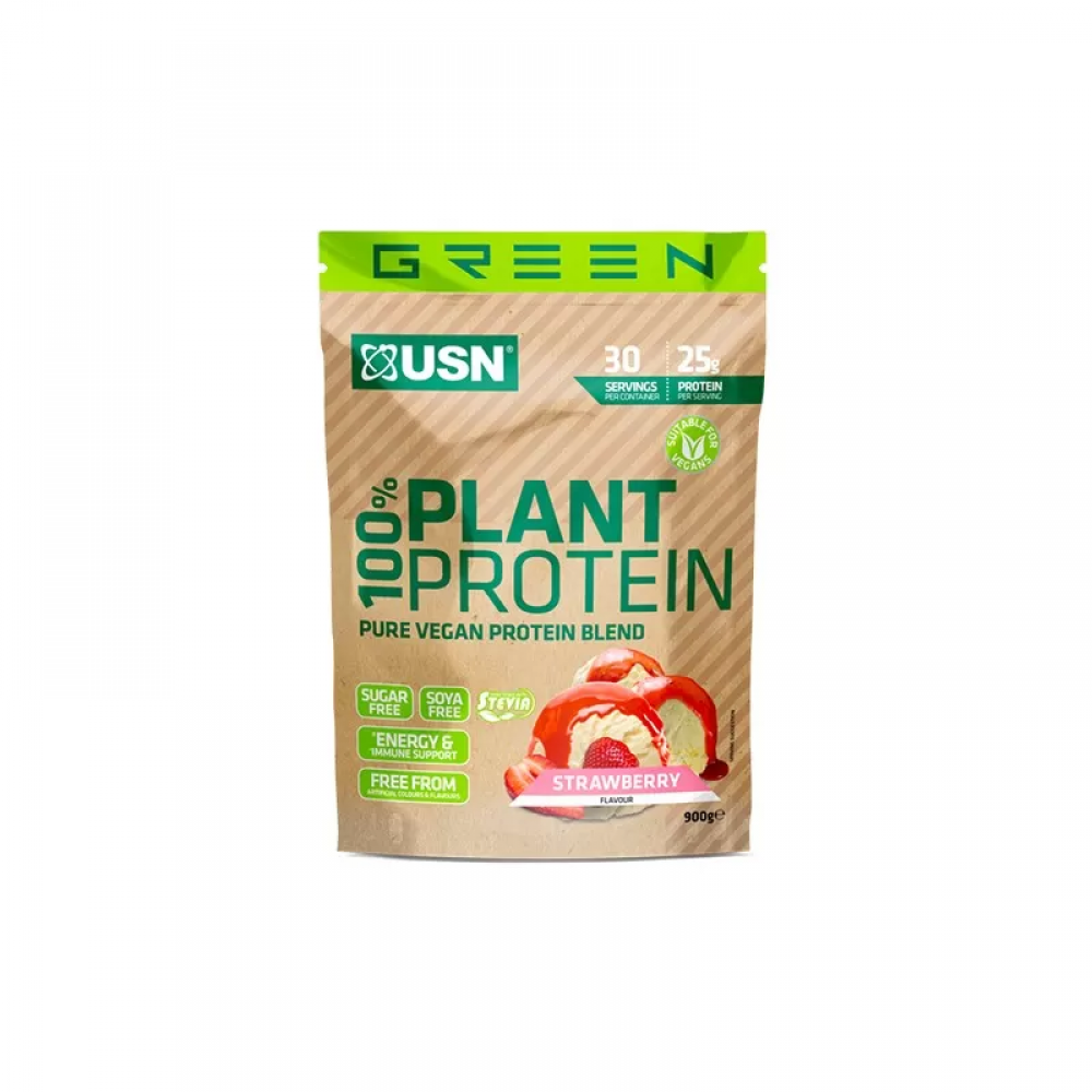 USN 100% Plant Protein (Vegan) - 900g - Strawberry
